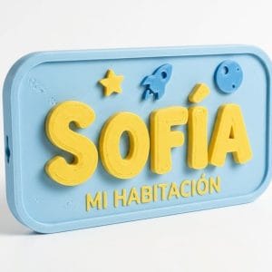 Nombre para puerta habitación 3D niños