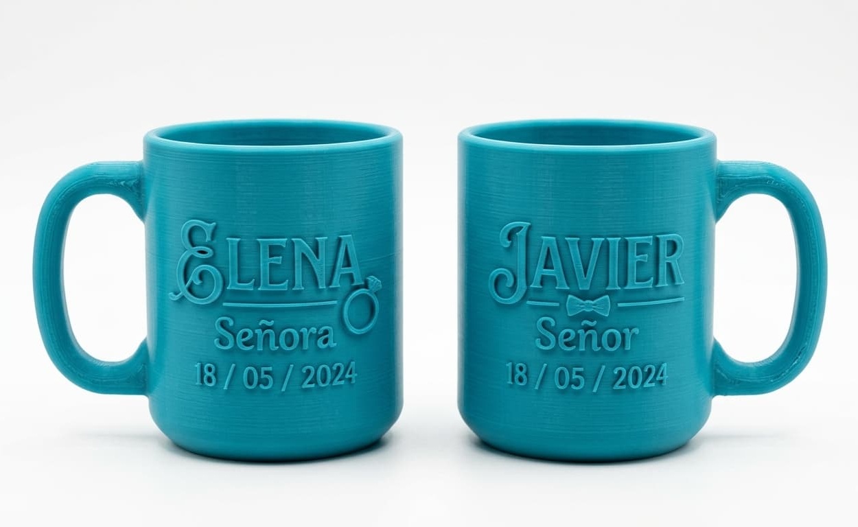 Set tazas novios 3D personalizadas