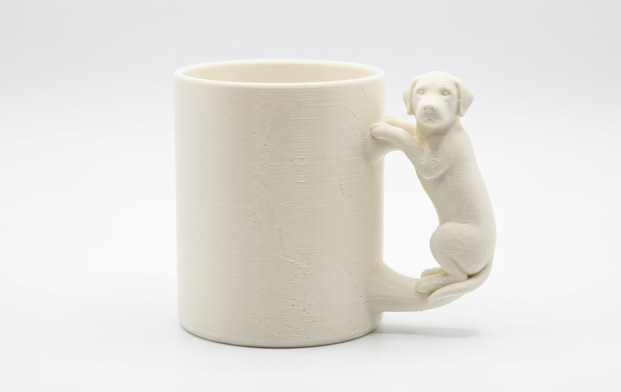 Taza con figura de mascota 3D en el asa