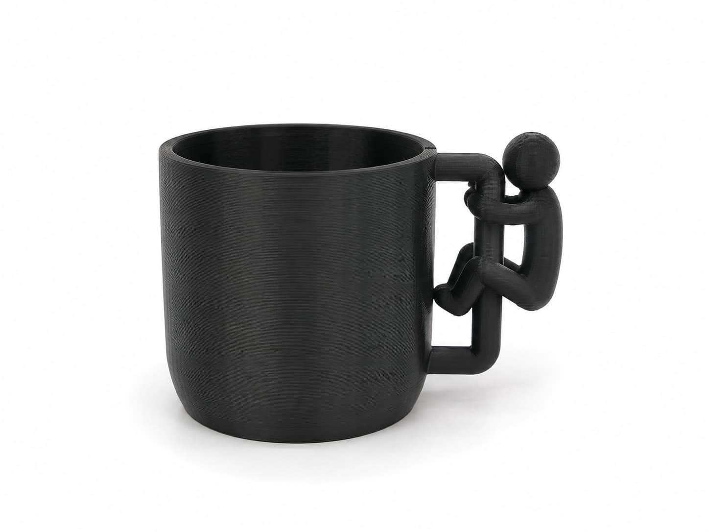 Taza con figura de persona 3D en el asa